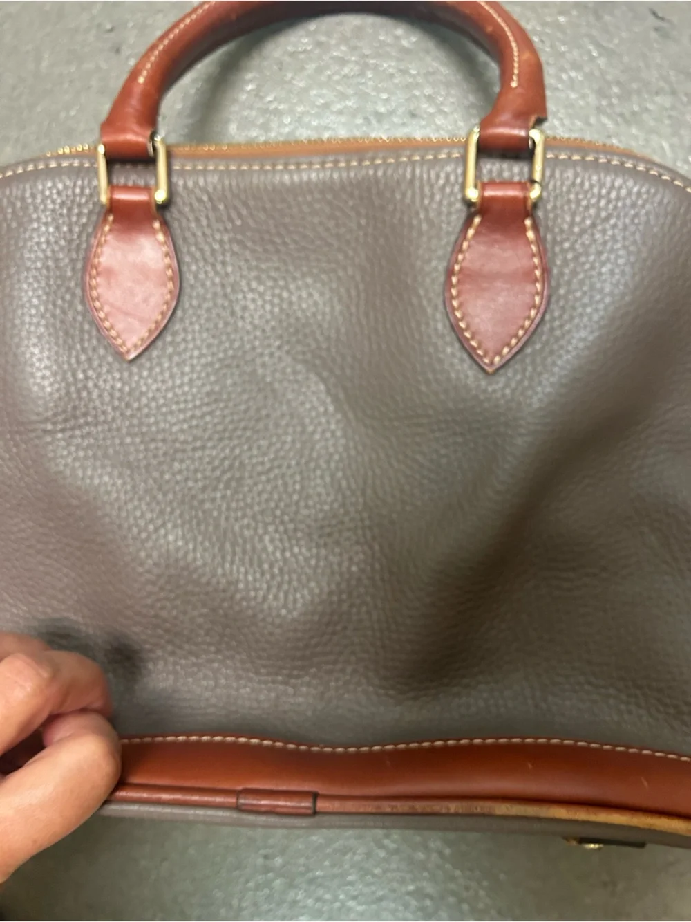 Dooney & Bourke Brown and Dark Gray Pebble Leather Satchel